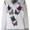 Pullover mit "butterfly-embroidery" 6-Motive in Mutikolor, 100% Baumwolle, 7/8 Arm