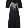 Kleid mit "Zebra - embroidery" auf schwarzen Jersey, Kurzarm