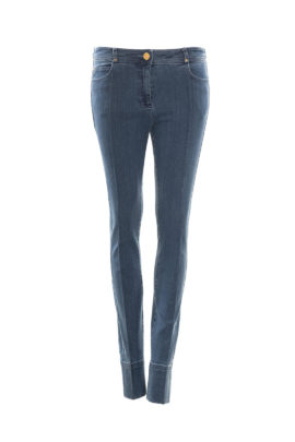 Jeans in denimblau mit pickierter seitlichen Passe