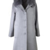 Mantel aus 100% "PIACENZA CASHMERE", mit Rever, Jaquard Futter, abnehmbaren Fuchskragen, Sicherheitstasche