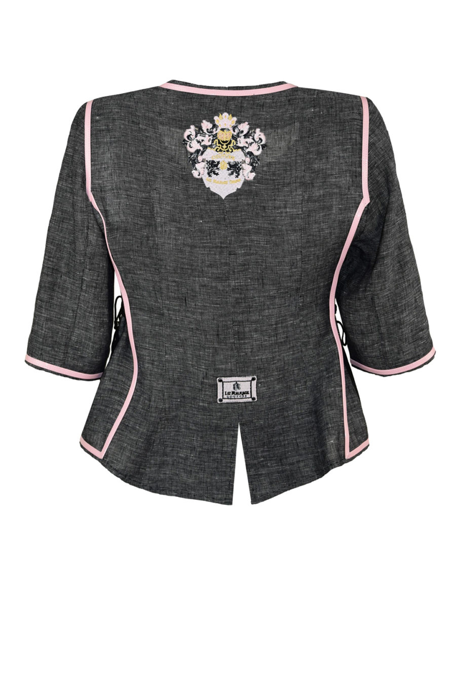 Jacke in graphit-melange Leinen, mit Cargo-Taschen und rosé Lackkontrasten, Multisize, Kurzarm