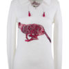 Pullover mit "gepard-embroidery", 100% Baumwolle, Langarm