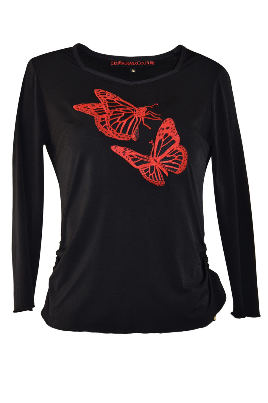Shirt mit "Maxi-butterfly-embroidery", Langarm