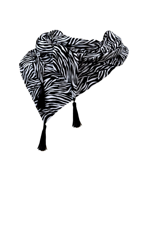 Maxi Tuch mit Zebra Print und 3 Nappaquasten