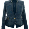 Haute Couture-Jacke mit "flower-decor-embroidery", appliziert mit 190 Natursteinen und Nappalederpatches, mit Zipp-Taschen, Multisize
