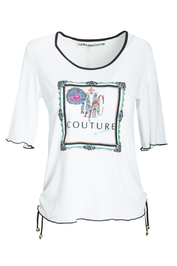 Shirt mit "Framé-embroidery", Kontrasteinfassung, Kurzarm
