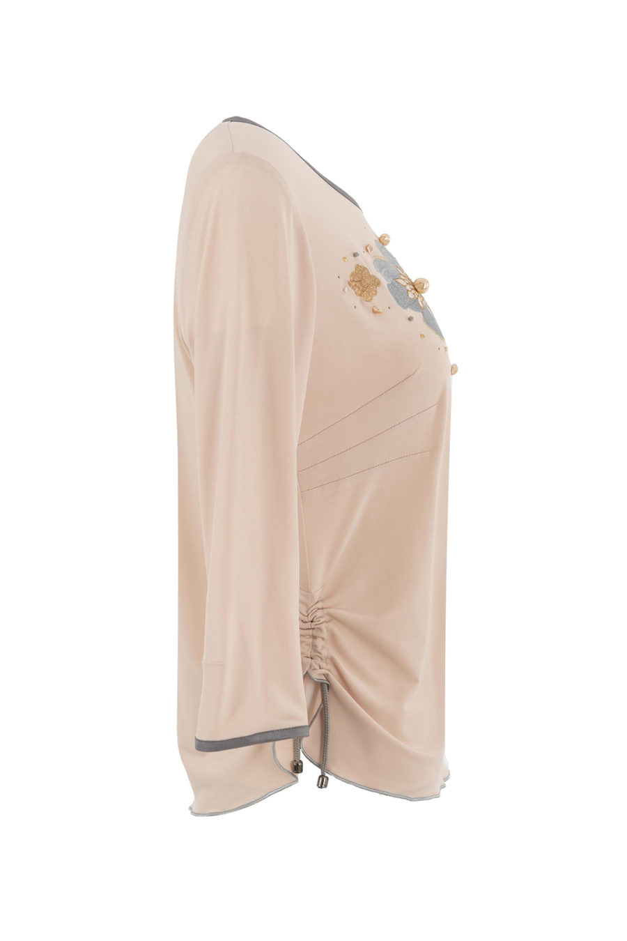 Shirt mit "lace-embroidery", mit 50 Kristallen und Perlen von Swarovski appliziert, 3/4 Ärmel