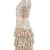 Haute-Couture-Kleid aus Spitze mit Rüschen und handapplizierten Patches, Kurzarm