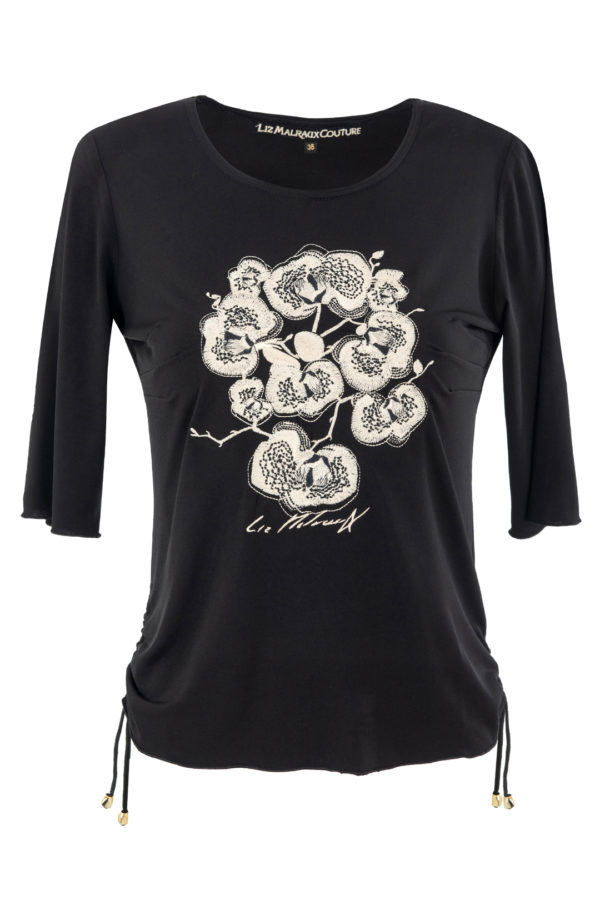 Shirt mit "orchidee-embroidery", Kurzarm, Stitches:75000