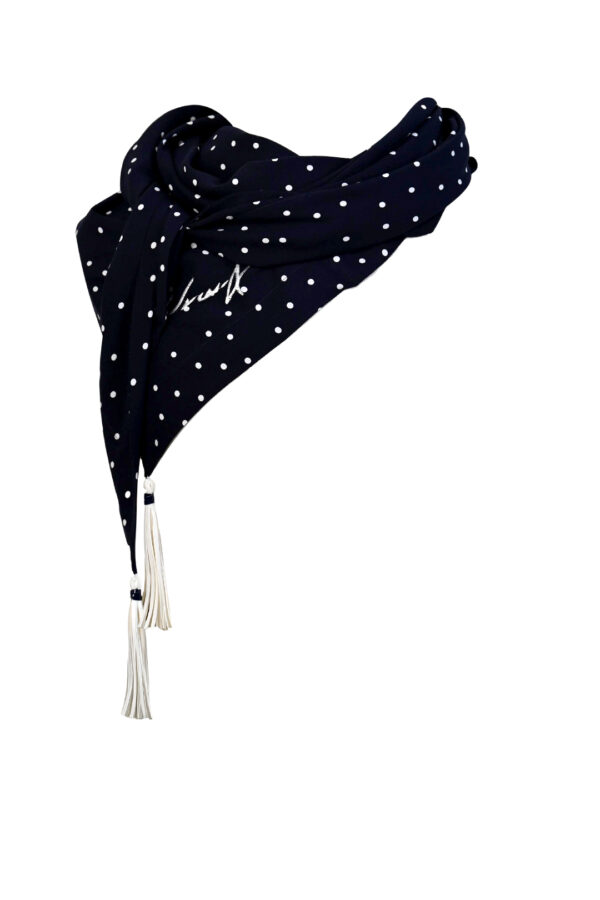 Maxi Tuch mit "signature-embroidery", Tupfenprint und 3 Madeiraquasten