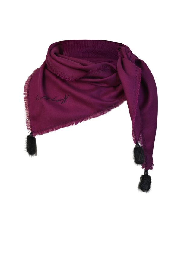 Pashminatuch mit 3 Nerzquasten