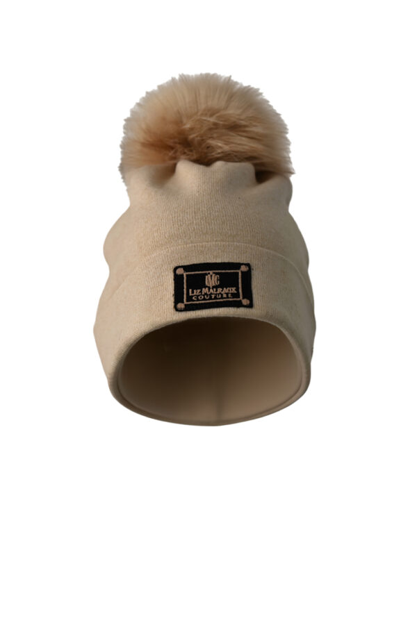 Mütze mit abnehmbarer LMC-Fuchsquaste, aus 100% Kaschmir