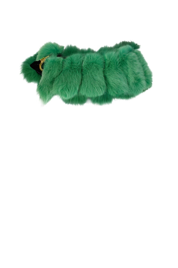 Fuchskragen mit Leder in Krokoptik, geschlossen mit hartvergoldetem Karabinerhaken