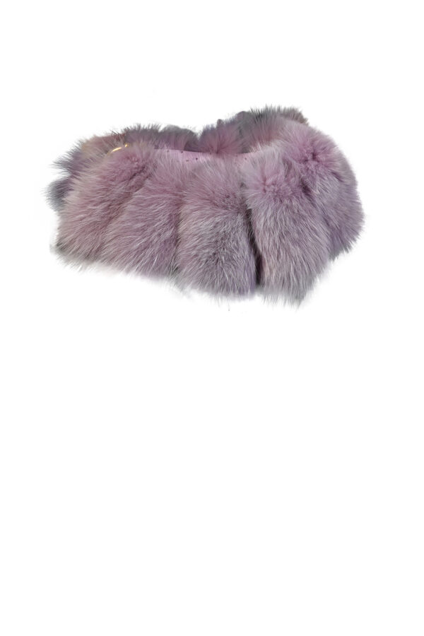 Fuchskragen mit Straußenleder und hartvergoldetem Karabinerhaken