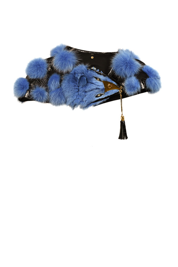 Schultercape mit Fuchs- und Lederpatches, Drehverschluss und Lederquaste