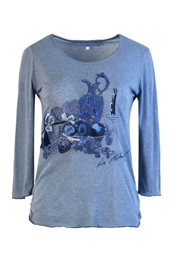 Shirt mit “still life-embroidery” aus Baumwolle, Langarm - 44